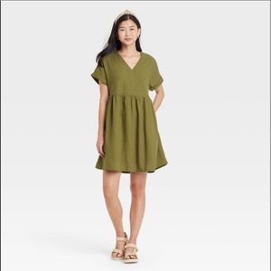 Olive Green Short Sleeve Shirtdress (M)